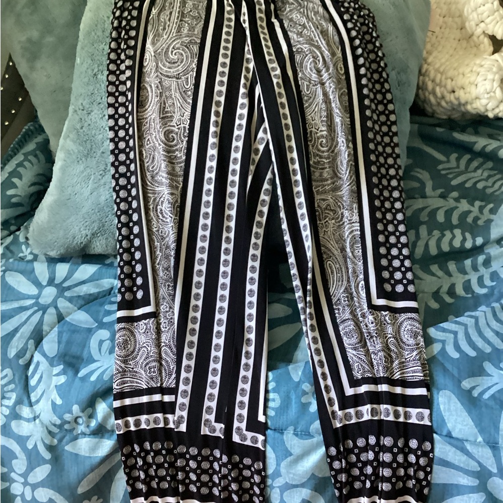 INC International Concepts Black and White Paisley Joggers